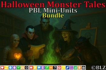 Halloween Monster Tales PBL Bundle — ELA/SEL + STEM + Art + Writing | Grades 4–6